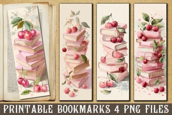 Watercolor Pink Book Stack Bookmark