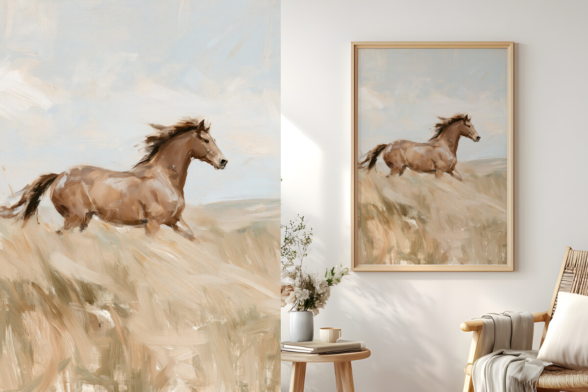 Wild Horse Running Oil Painting