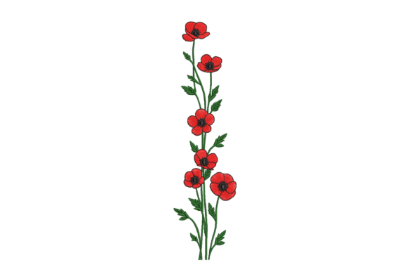 Wild Red Poppy Vertical Border Machine