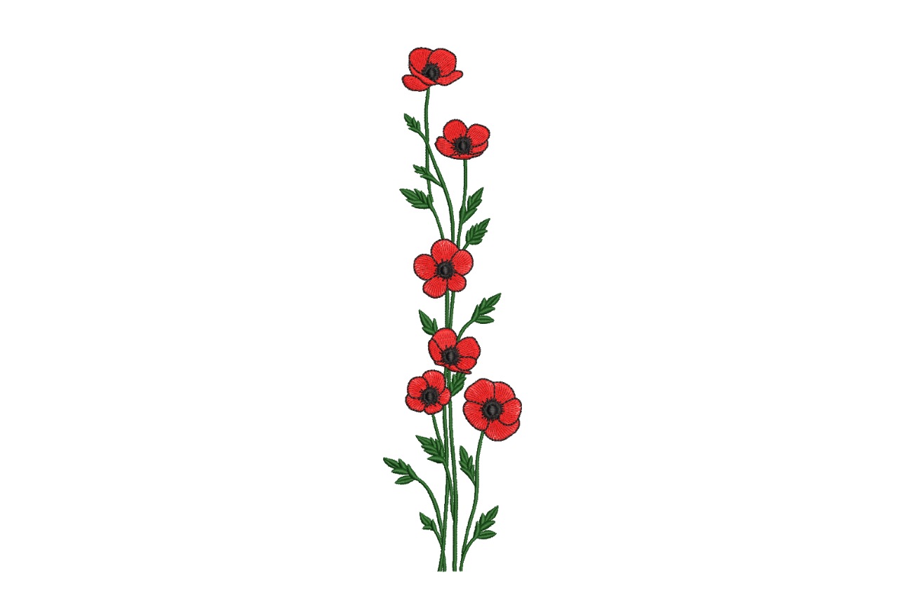 Wild Red Poppy Vertical Border Machine