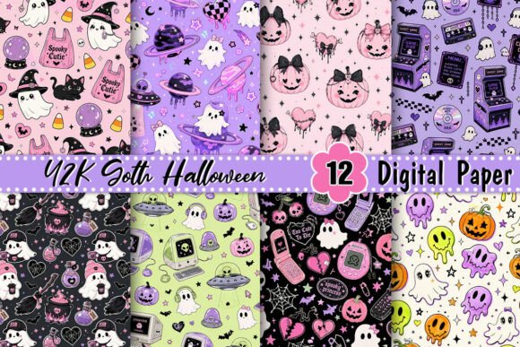 Y2K Goth Halloween Digital Paper
