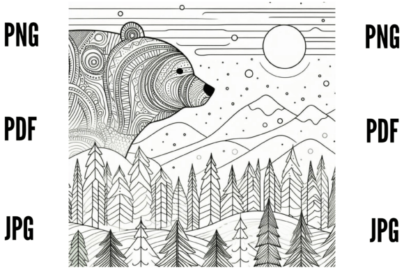 Zentangle Bear Coloring Page for Adults