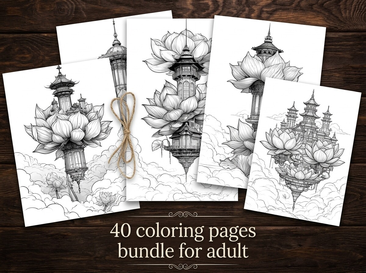 40 Magical Lotus Temple Coloring Pages