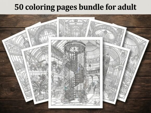 50 Magical Glass Dome Garden Coloring