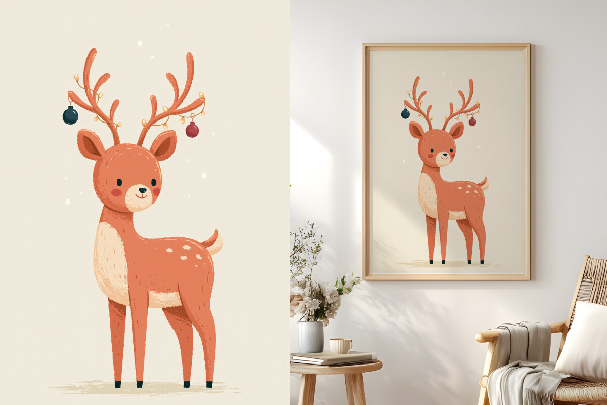 Baby Deer with Bauble Antlers Graphic