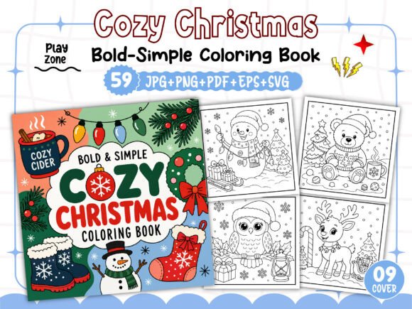 Bold Easy Cozy Christmas Coloring Book