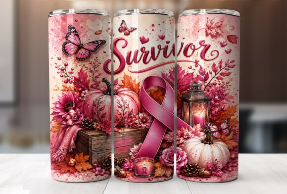 Breast Cancer Survivor 20oz Tumbler Wrap