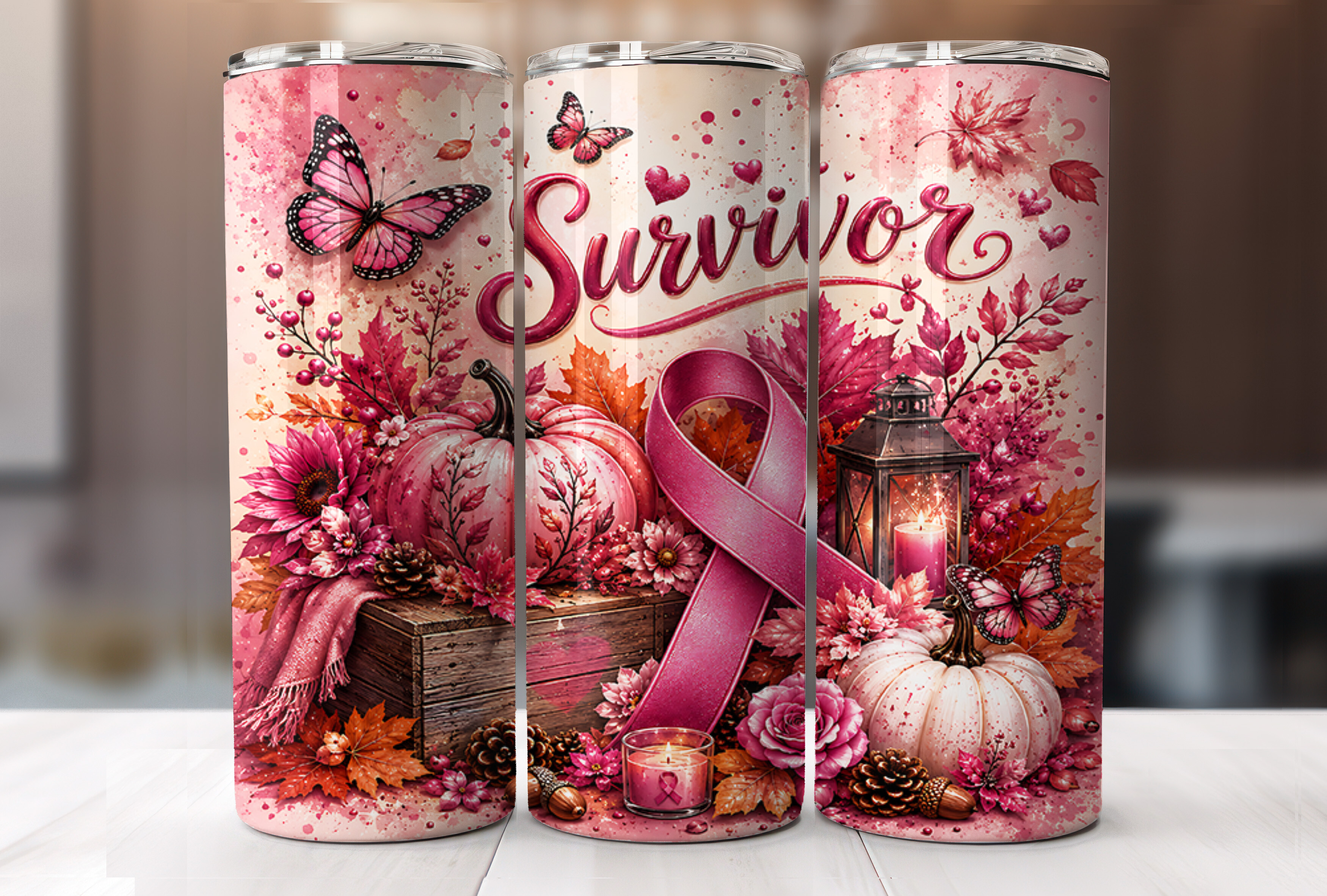 Breast Cancer Survivor 20oz Tumbler Wrap