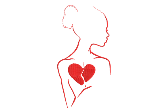 Broken Heart Woman Silhouette Minimal Lo