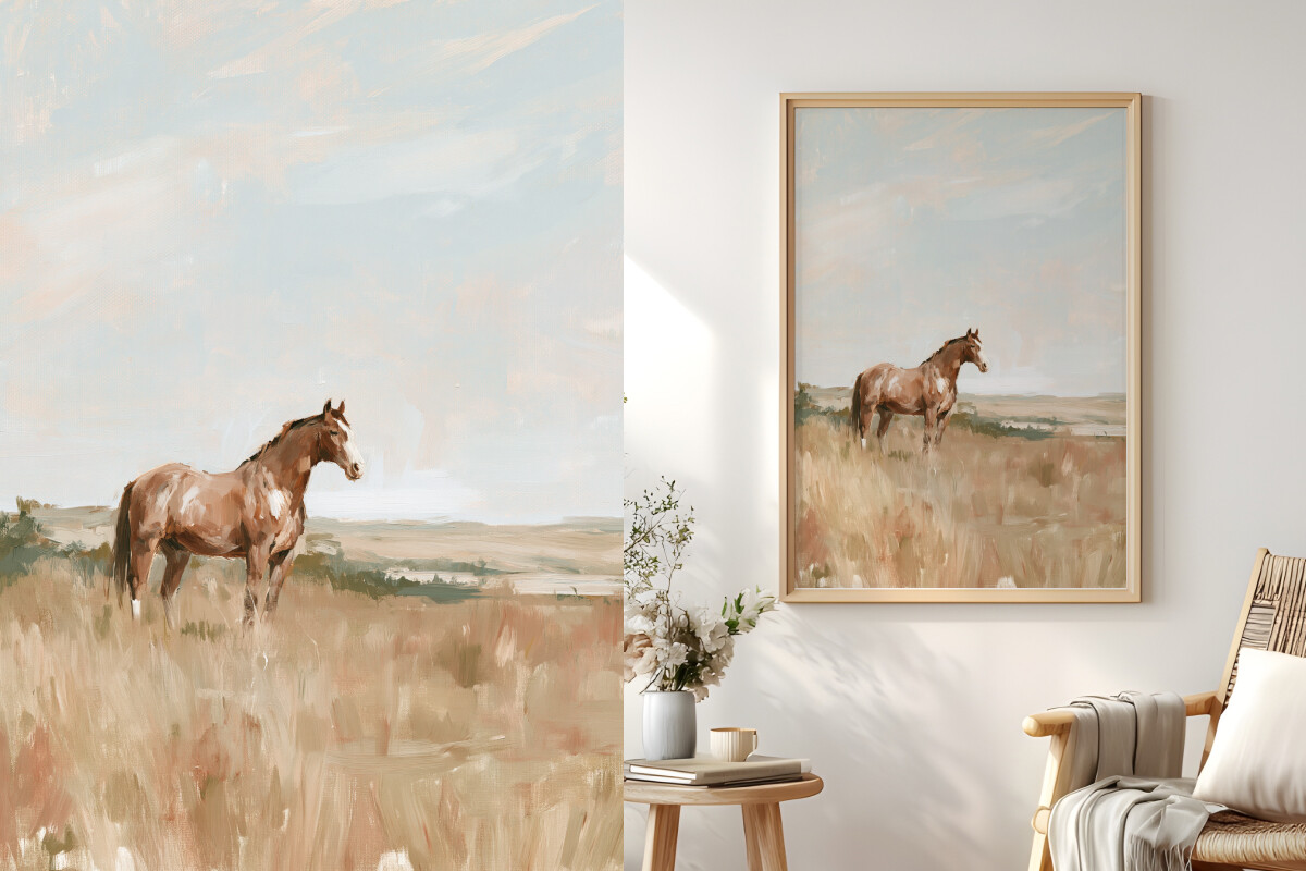 Brown Horse Running, Horse Painting