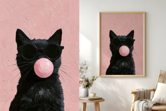 Bubblegum Cat, Fun Black Cat Poster