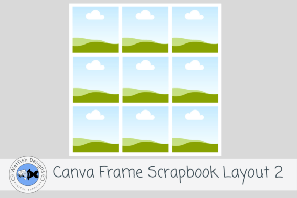 Canva Frame Scrapbook Layout 2 with nine photo frames