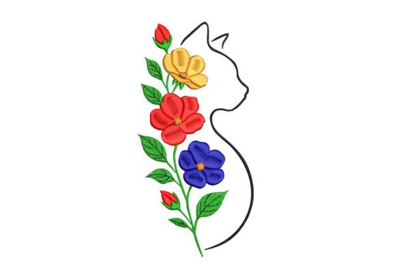 Cat with Flowers