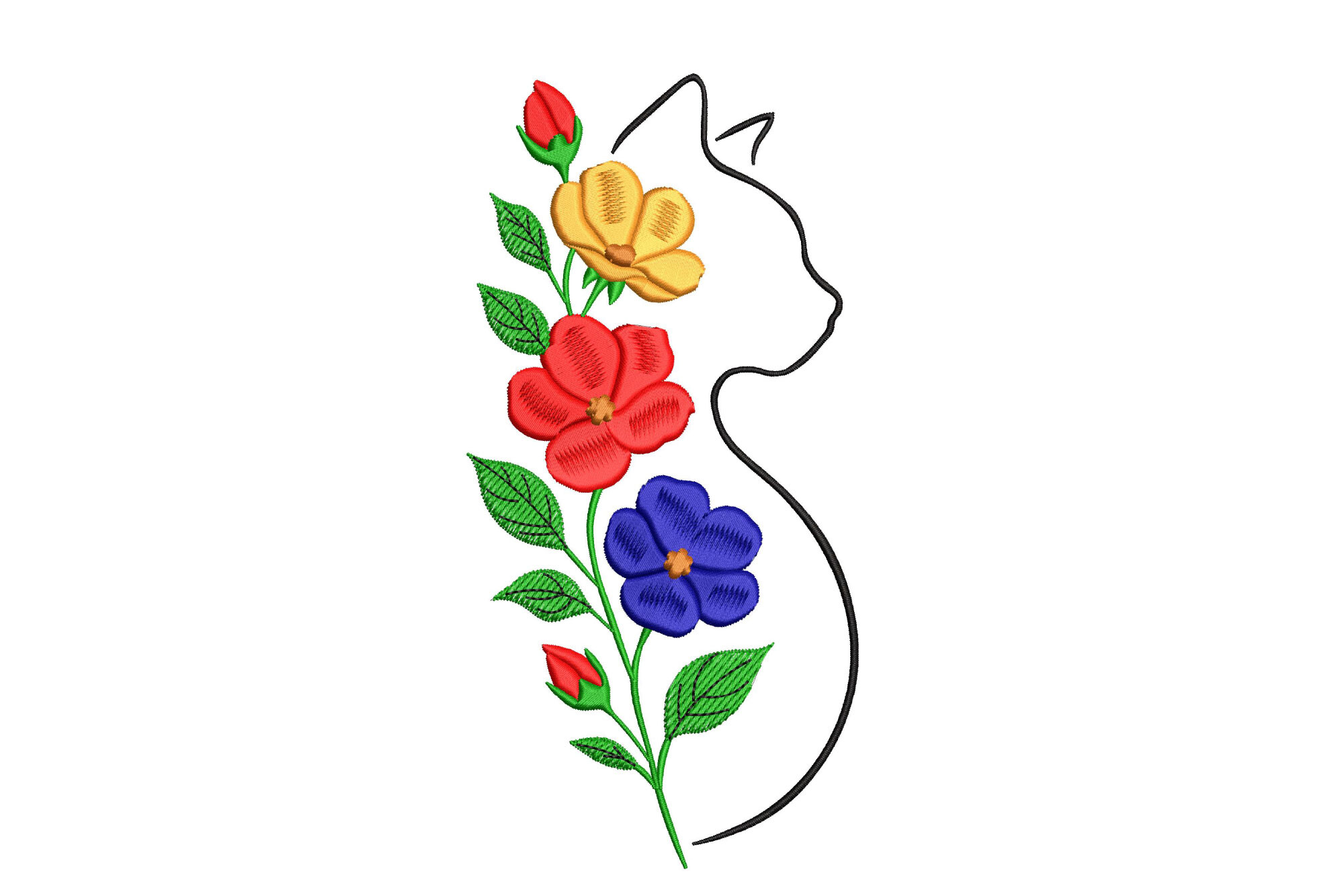 Cat with Flowers