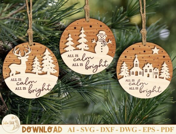 Christmas Ornament SVG Bundle (Design 1) laser cut file