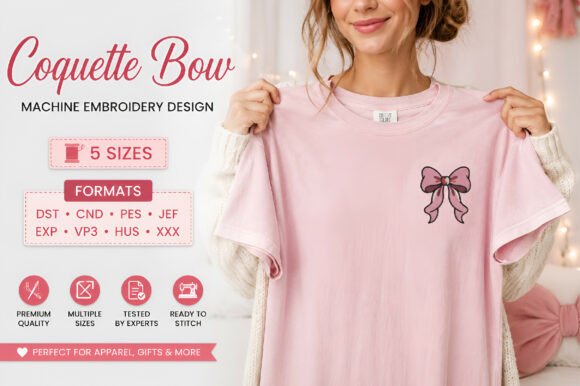Coquette Bow Machine Embroidery Design