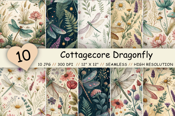 Cottagecore Dragonfly Digital Paper