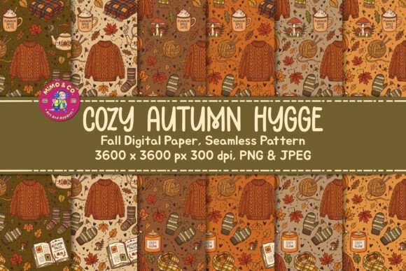 Cozy Autumn Hygge Seamless Pattern