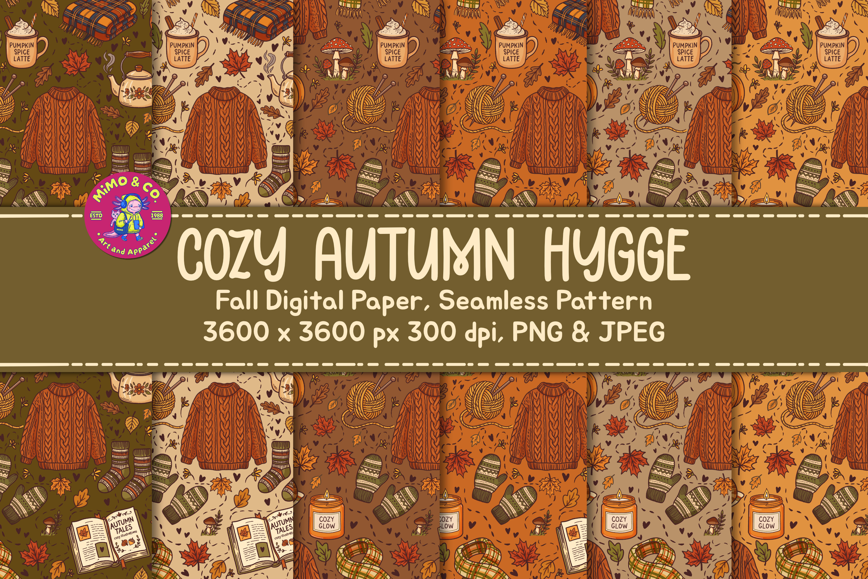 Cozy Autumn Hygge Seamless Pattern