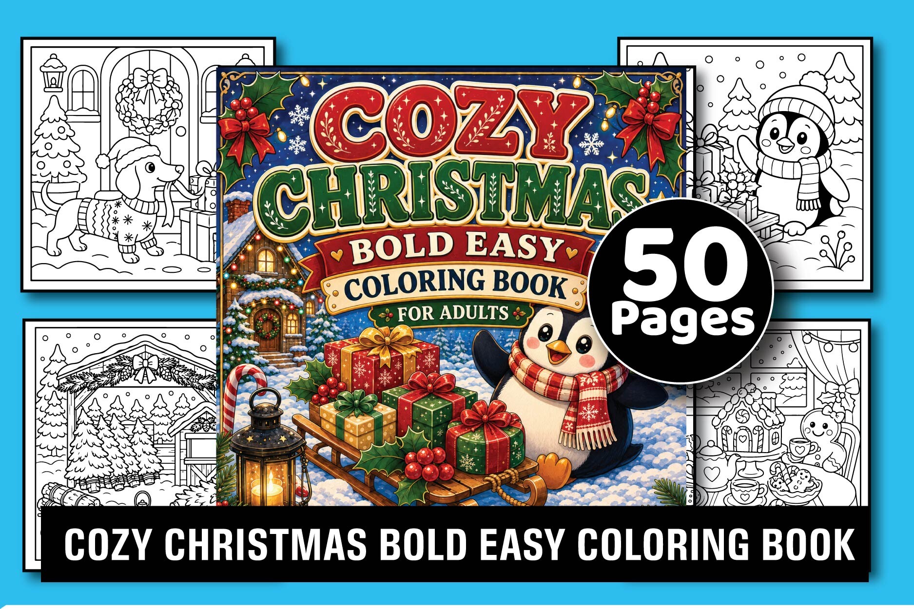 Cozy Christmas Adult Coloring Book