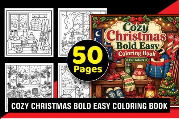 Cozy Christmas Bold Easy Coloring Book
