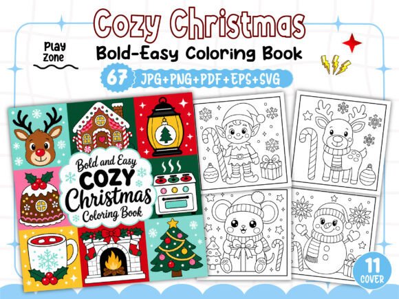 Cozy Christmas Coloring Book Bold & Easy