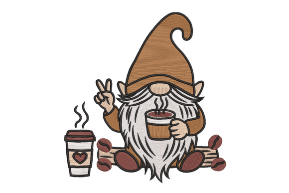 Cozy Coffee Lover Gnome with Peace Sign