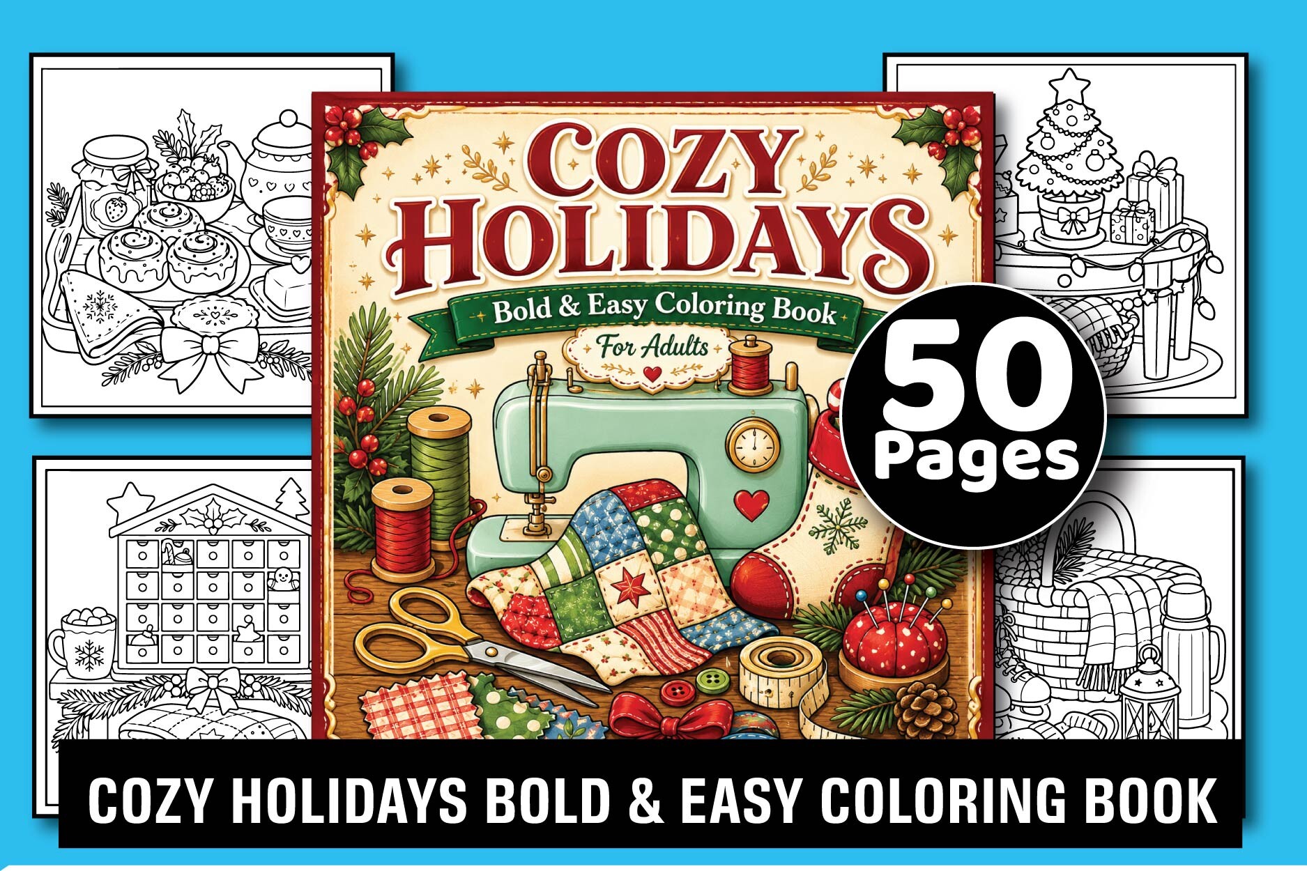 Cozy Holidays Bold Easy Coloring Book