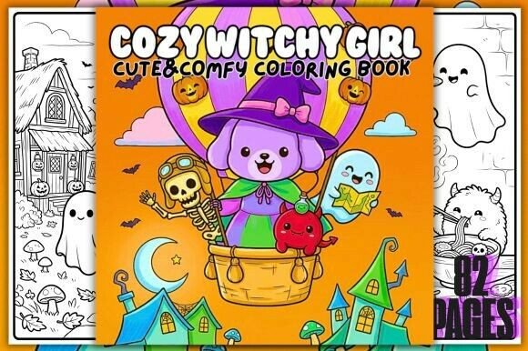 Cozy Witchy Girl Cute&Comfy ColoringBook