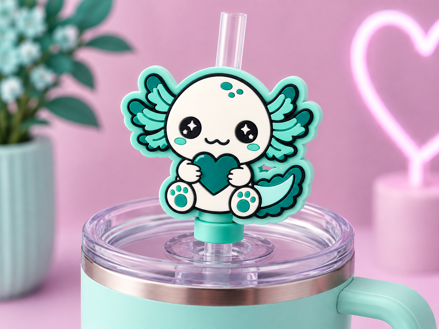 Cute Axolotl Straw Buddy Topper STL | 3D Printable Tumbler Accessory - Image 4