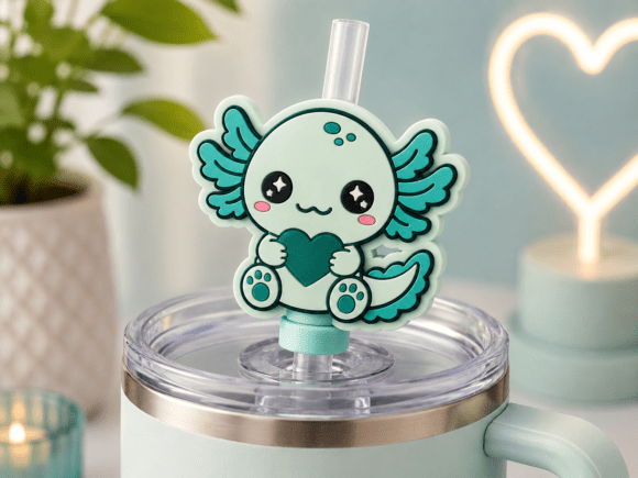 Cute Axolotl Straw Buddy Topper STL | 3D Printable Tumbler Accessory - Image 2