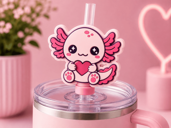 Cute Axolotl Straw Buddy Topper STL | 3D Printable Tumbler Accessory - Image 3