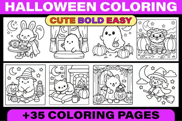 Cute Halloween Coloring Book Pages