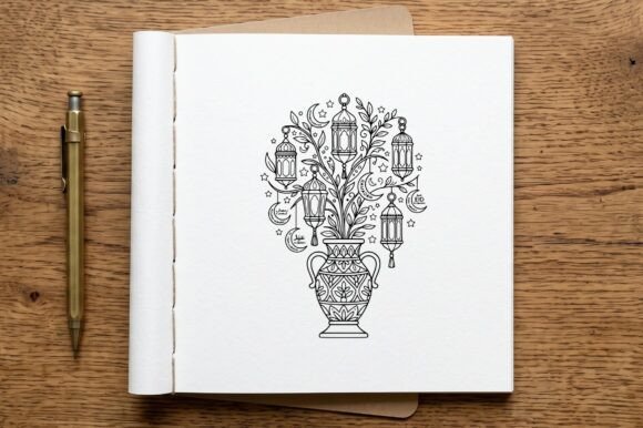 Eid Lanterns Coloring Page