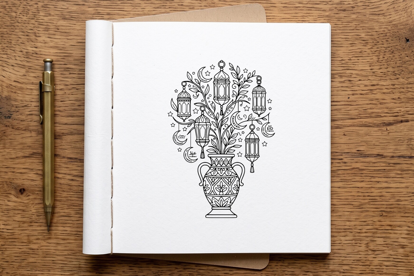 Eid Lanterns Coloring Page