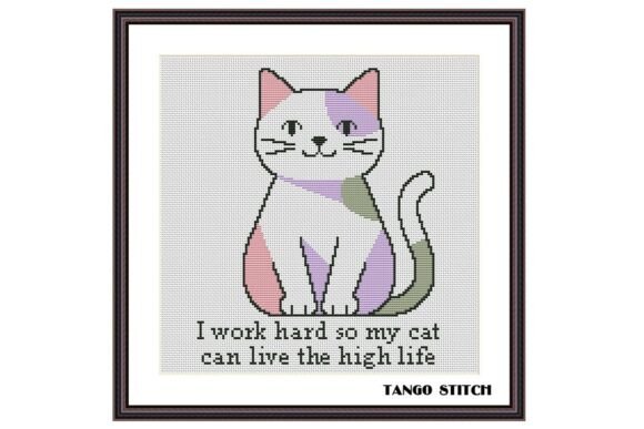Funny Cat Cross Stitch PDF Pattern Meme