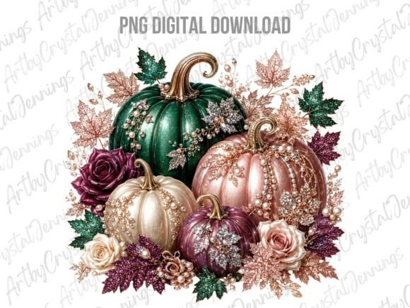 Glamorous Jewel Pumpkin PNG Fall Clipart
