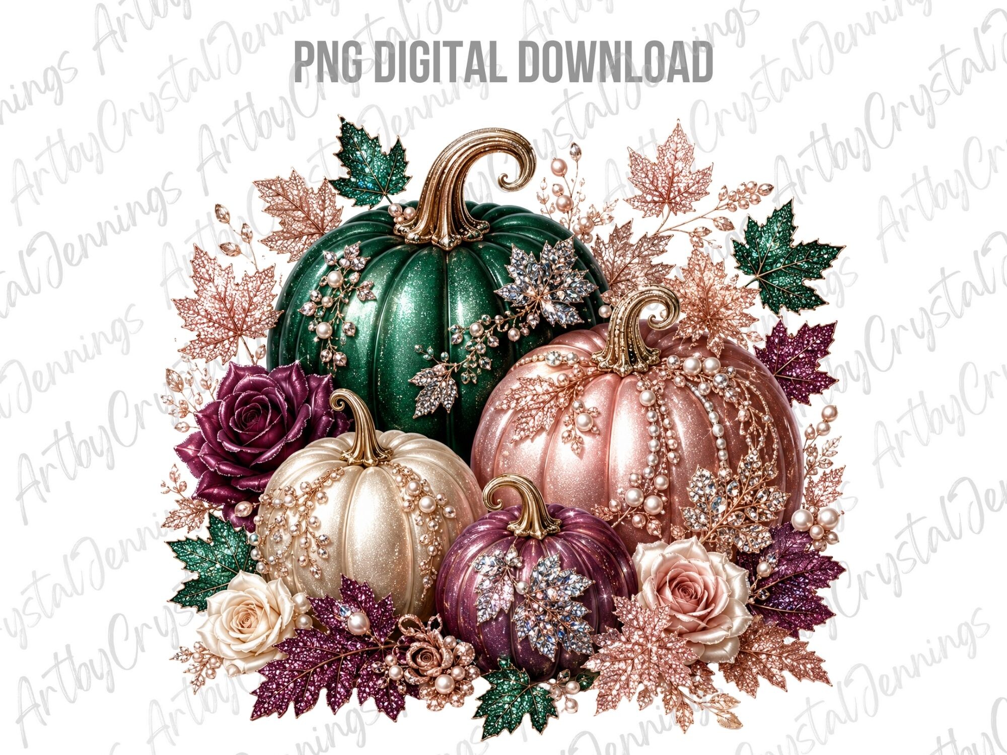 Glamorous Jewel Pumpkin PNG Fall Clipart
