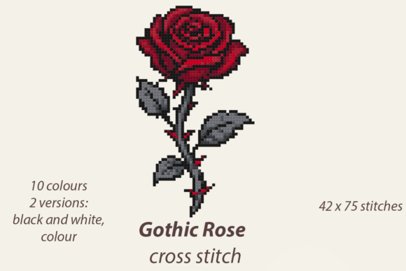 Gothic Rose Cross Stitch Pattern