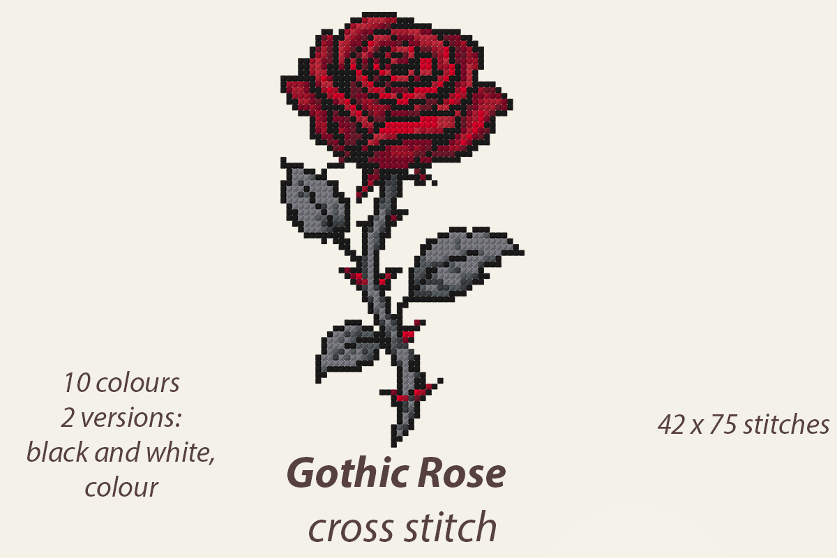 Gothic Rose Cross Stitch Pattern