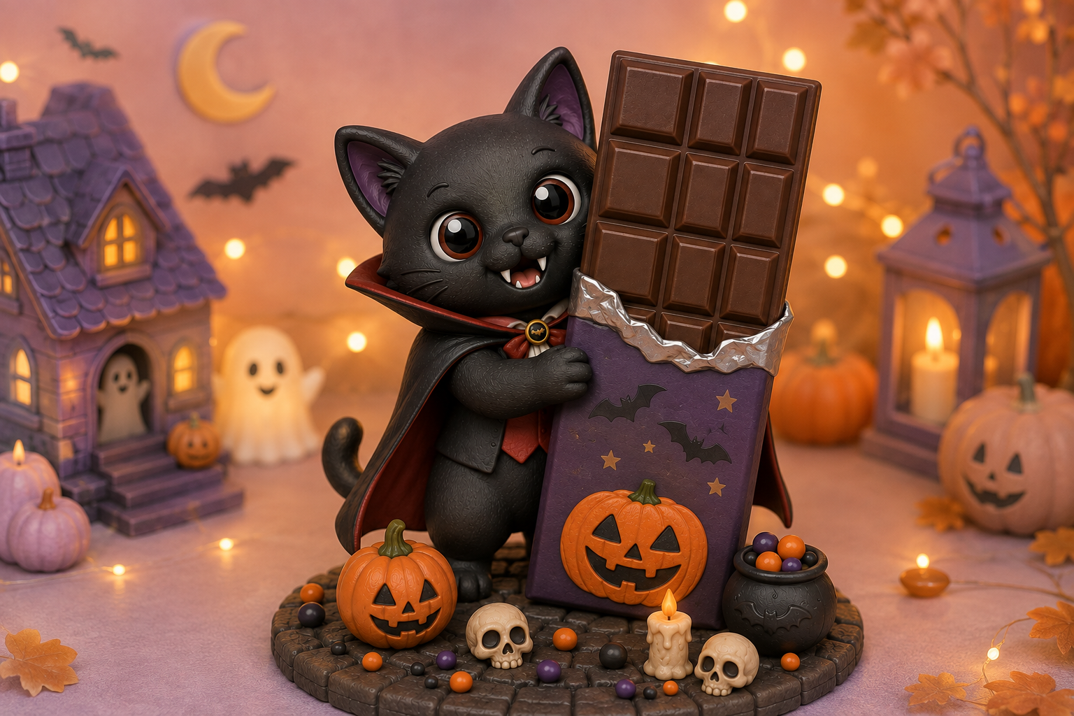 Halloween Cat Chocolate Bar Holder STL | 3D Printable Spooky Decor - Image 3