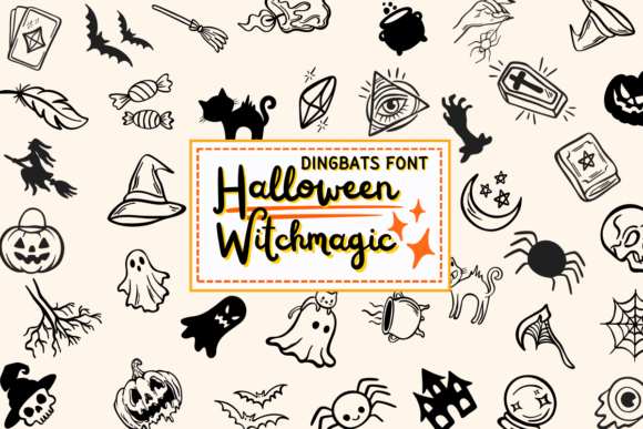 Halloween Witch Magic Font Dingbat Font Di PraewDesigns