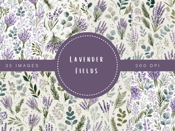 Lavender Fields Watercolor Botanical Bac