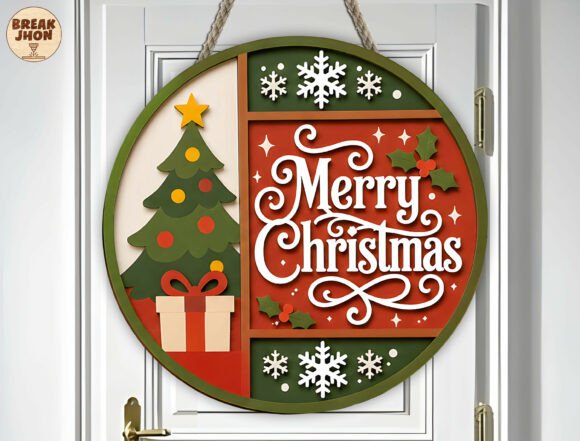 Layered Christmas Tree Door Hanger SVG laser cut file