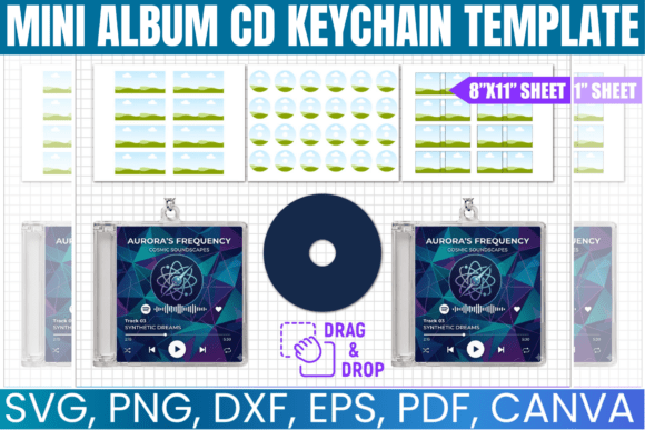Mini Album CD Keychain Canva Template Grafika Szablony do Druku Przez Gfx Shaown