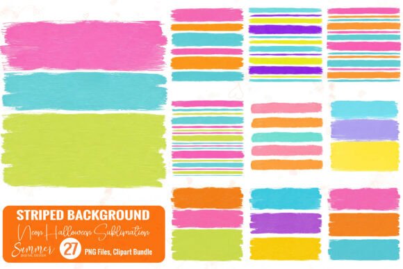 Neon Halloween Striped PNG Background