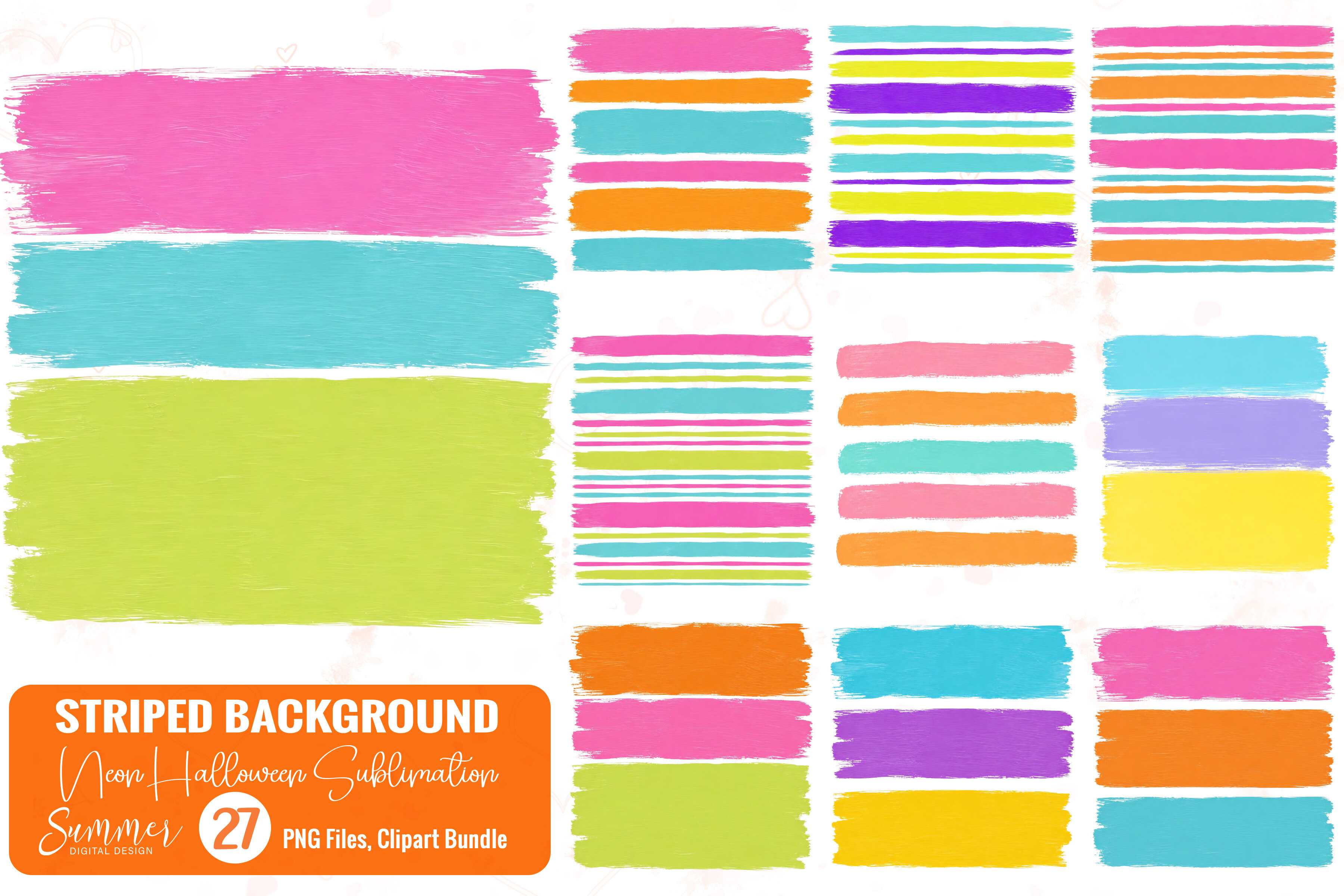Neon Halloween Striped PNG Background
