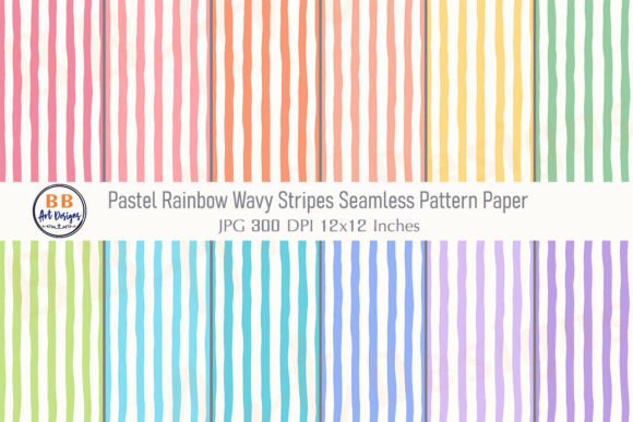 Pastel Rainbow Wavy Stripe Pattern Paper