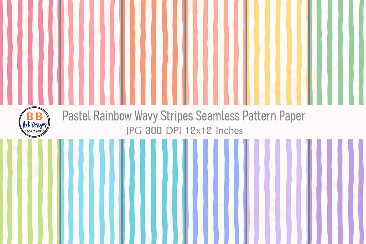 Pastel Rainbow Wavy Stripe Pattern Paper