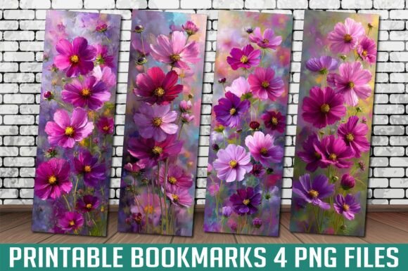 Pink Cosmos Flower Oil Painting Bookmark